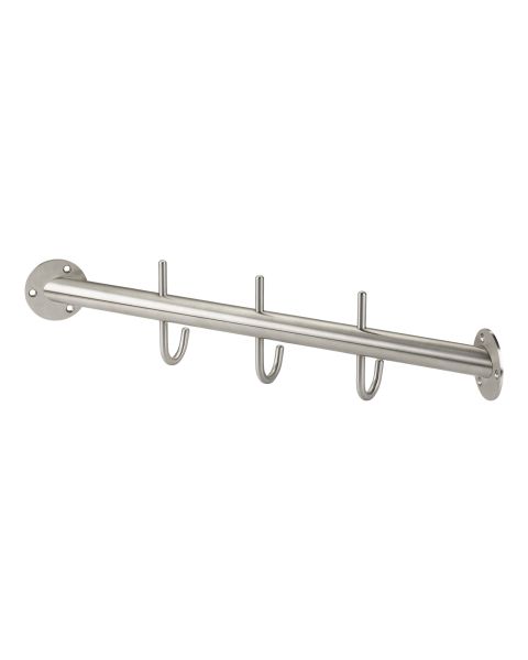 Barra appendiabiti con 5 ganci, larghezza 380 mm, inox satinato