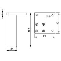 SOTECH Pied de meuble TERRA hauteur 100 mm alu brossé Pied de table réglable  en hauteur jusqu'à max. 15 mm, charge 250 kg : : Bricolage